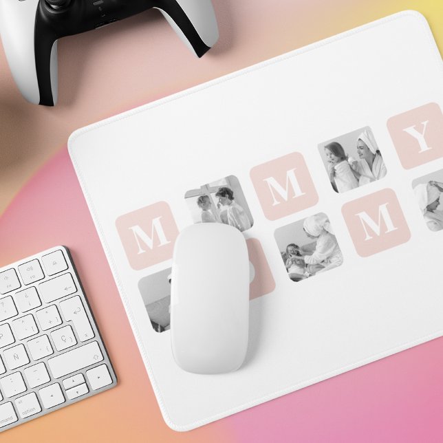 Trendy Collage Photo & Pastel Pink Best Mommy Gift Mouse Pad (Creator Uploaded)