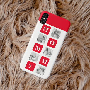 Trendy Collage Photo & Red Best Mommy Gift Case-Mate iPhone Case