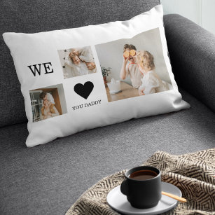 Trendy Collage Photo & We Love You Daddy Gift Lumbar Pillow