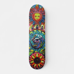 Trendy Colorful Abstract Psychedelic 3rd Eye Skateboard