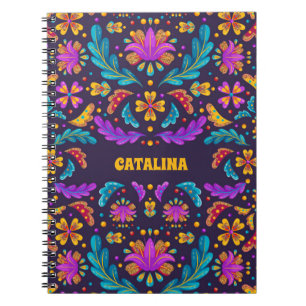 Trendy Colorful Fiesta Mexican Flower Quinceanera Notebook