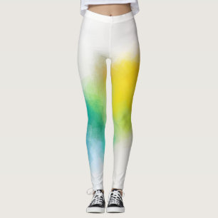 Trendy Colorful Pink Red Blue Green Yellow Modern Leggings