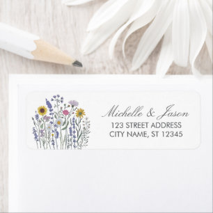 Trendy Colorful Wildflower Wedding Return Address 