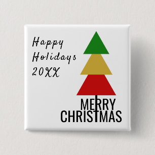 TRENDY COLORFUL XMAS TREE MERRY CHRISTMAS CUSTOM 2 INCH SQUARE BUTTON