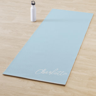 Trendy Colors Personalized Script Soft Blue Yoga Mat