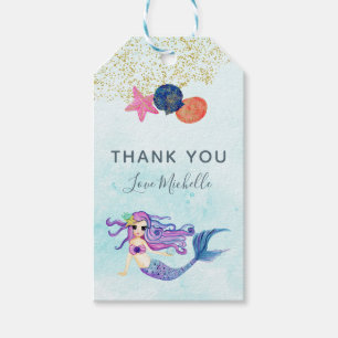 Trendy Colorways Mermaid themed Birthday Party Gift Tags