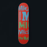 Trendy Colorways Typography Word Cloud Skateboard<br><div class="desc">Designer skateboard in tones of red, norse blue and light green. The effect of this trendy street text based design depends on the length of your name. Select "Click to customize further" at the bottom of the "Personalize this template" to get the look you want. You can make the background...</div>