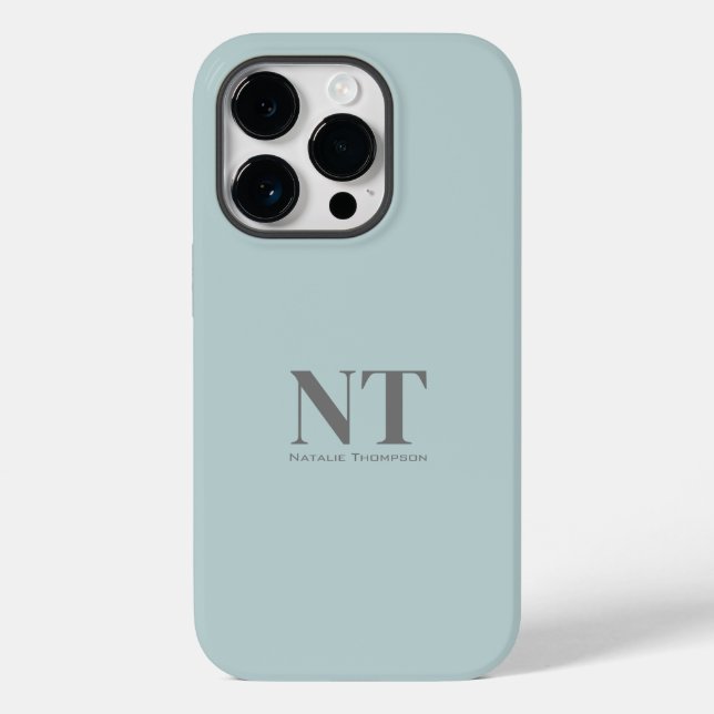 Trendy colour block Cute grey text Lovely blue Case-Mate iPhone Case (Back)