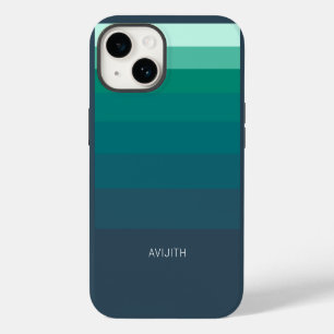 Trendy Colour Blocks Blue customizable sign iPhone 14 Case