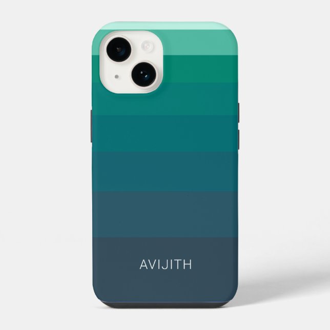 Trendy Colour Blocks Blue customizable sign iPhone Case (Back)