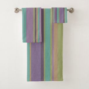 Trendy Coloured Stripes Pattern Bath Towel Set