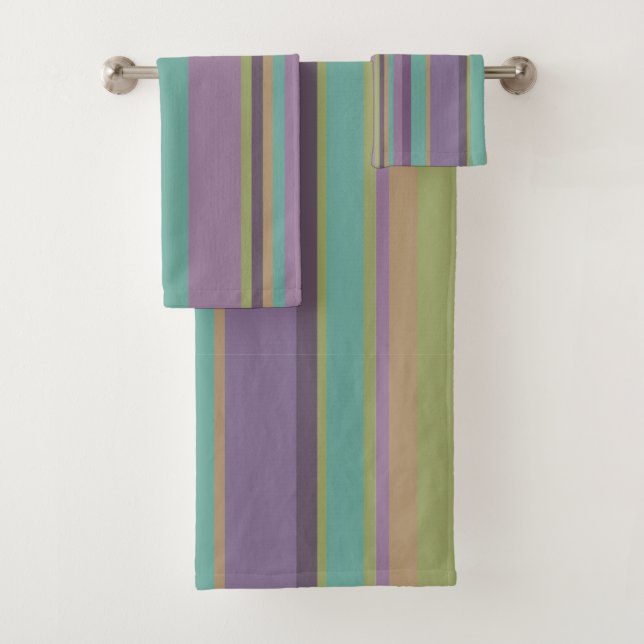 Trendy Coloured Stripes Pattern Bath Towel Set (Insitu)