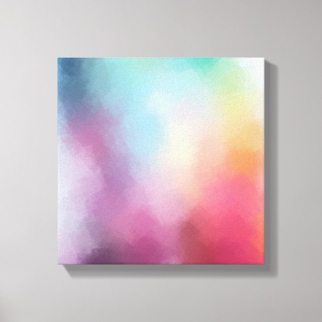 Trendy Colourful Abstract Art Pink Red Yellow Blue Canvas Print (Front)