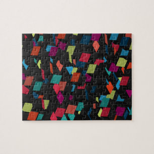 Trendy Colourful Abstract Geometric Cube Pattern Jigsaw Puzzle