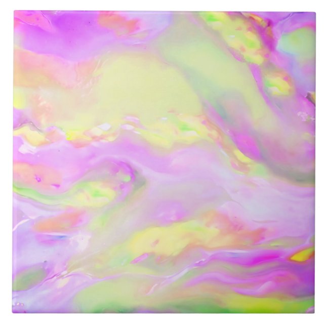 Trendy  colourful abstract waves tile (Front)