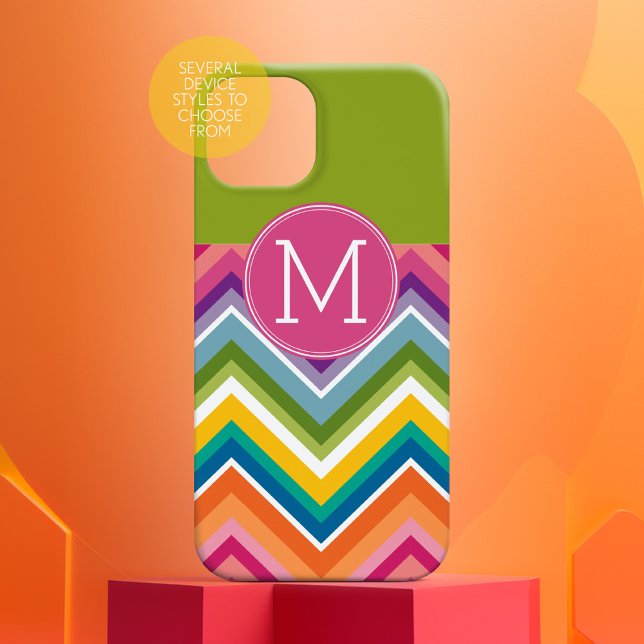 Trendy Colourful Chevron Pattern Custom Monogram (Personalized Phone Case - Add Custom Text)