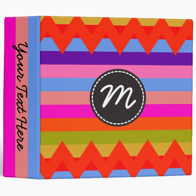 Trendy Colourful Chevron Stripes Pattern #9 Binder (Front/Spine)