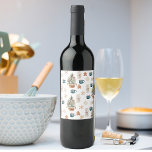 Trendy Colourful Christmas Pattern | Watercolor Wine Label<br><div class="desc">Trendy Colourful Christmas Pattern | Watercolor</div>