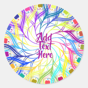 Trendy Colourful Design Custom Text Classic Round Sticker