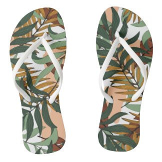 Trendy Colourful Exotic Leaves Plants Flip Flops