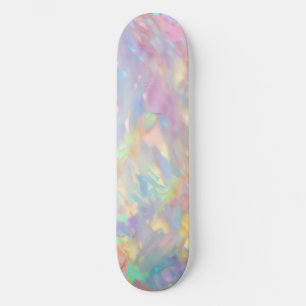 Trendy colourful faux holographic opal skateboard