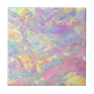 Trendy colourful faux holographic opal tile