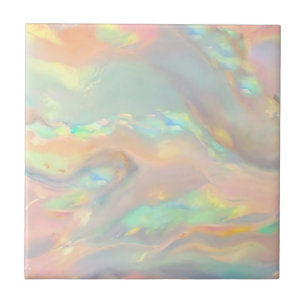 Trendy colourful faux holographic opal tile