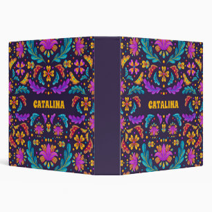 Trendy Colourful Fiesta Mexican Flower Quinceanera Binder