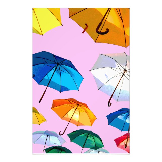 Trendy Colourful Floating Umbrellas, or Personaliz Photo Print (Front)