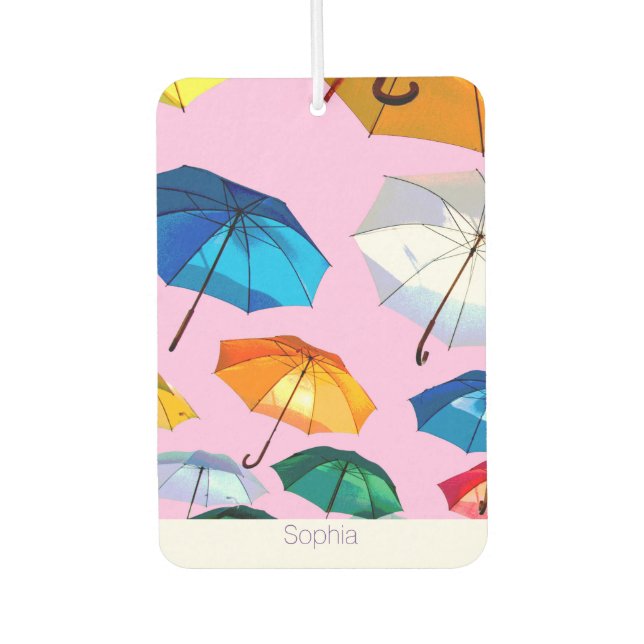 Trendy Colourful Floating Umbrellas, Personalize Air Freshener (Front)