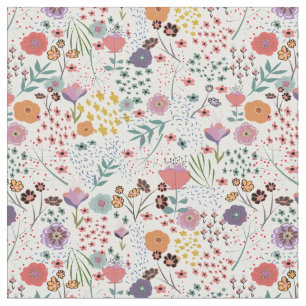 Trendy colourful flowers Spring floral pattern Fabric