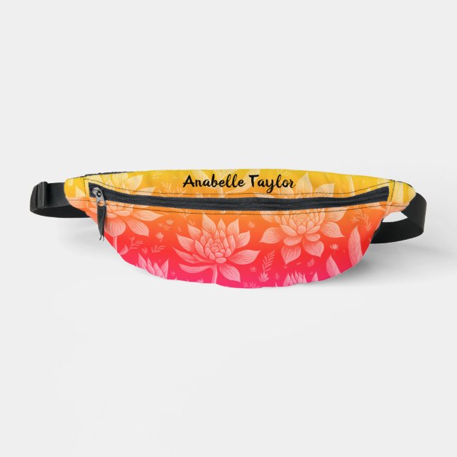 Trendy Colourful Gradient Garden Floral Pattern  Fanny Pack (Front)