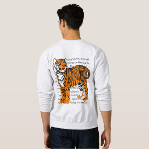 Trendy colourful graphic tiger illustration text sweatshirt