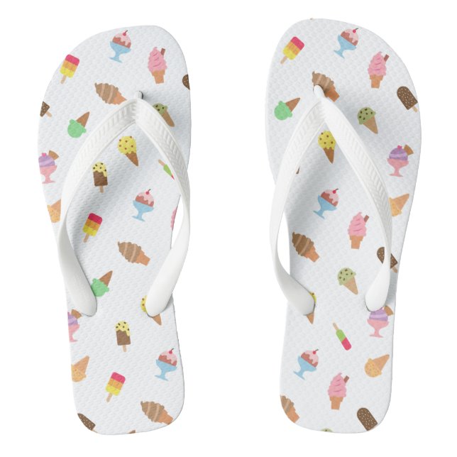 Trendy Colourful Ice Cream Desserts Summer For Her Flip Flops (Footbed)