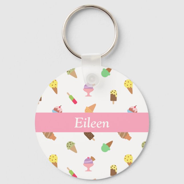 Trendy Colourful Ice Cream Pattern For Her Keychain (Front)