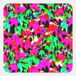 Trendy Colourful Leaves Wall Abstract Square Sticker