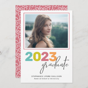 Trendy Colourful Lettering Modern Grad Party Invitation
