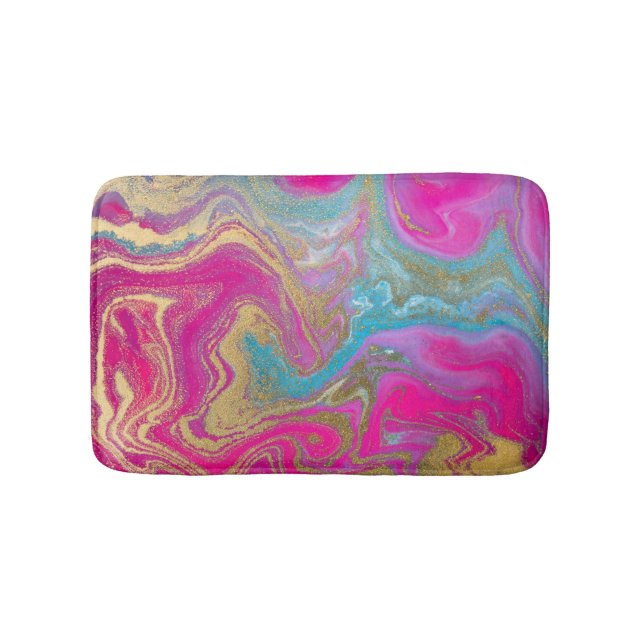 Trendy Colourful Marble Pattern Bath Mat (Front)