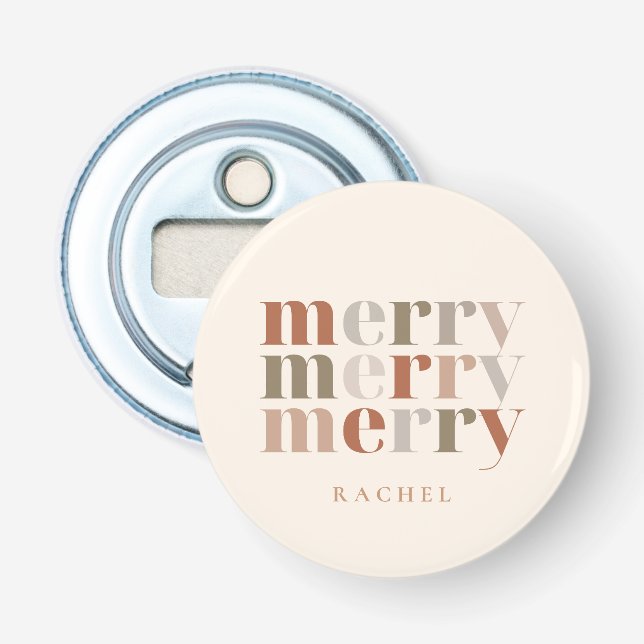 Trendy Colourful Merry  Custom Name Favour Gift Bottle Opener (Front)