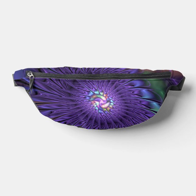 Trendy Colourful Modern Abstract Fractal Flower Fanny Pack (Lay Down)