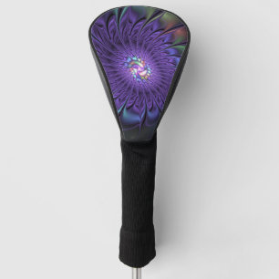 Trendy Colourful Modern Abstract Fractal Flower Golf Head Cover