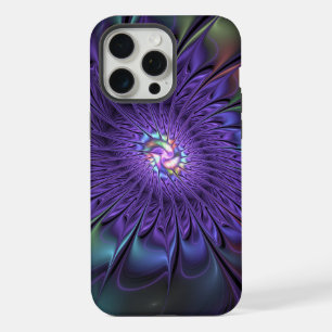 Trendy Colourful Modern Abstract Fractal Flower iPhone 15 Pro Max Case
