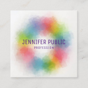 Trendy Colourful Modern Elegant Template Square Business Card