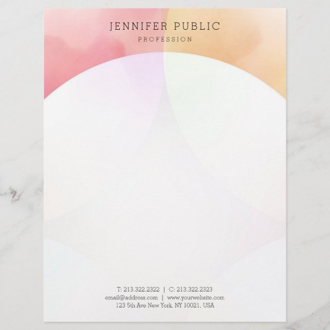 Trendy Colourful Modern Minimalist Elegant Templat Letterhead (Front)