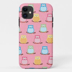Trendy Colourful Owls iPhone 5 Case (Pink)