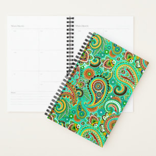 Trendy Colourful Paisley Seamless Pattern Planner