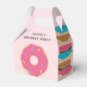 Trendy Colourful Pink Sprinkle Doughnut Girl Birth Favor Box