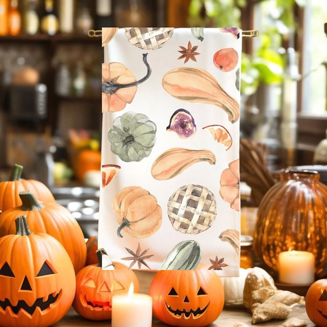 Trendy Colourful Pumpkin Pattern | Autumn Vibes Kitchen Towel (Creator Uploaded)