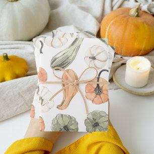 Trendy Colourful Pumpkin Pattern   Autumn Vibes Wrapping Paper Sheet