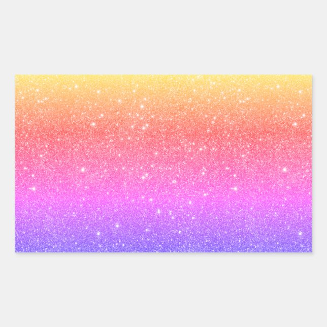 Trendy Colourful Rainbow Glitter Square Sticker (Front)